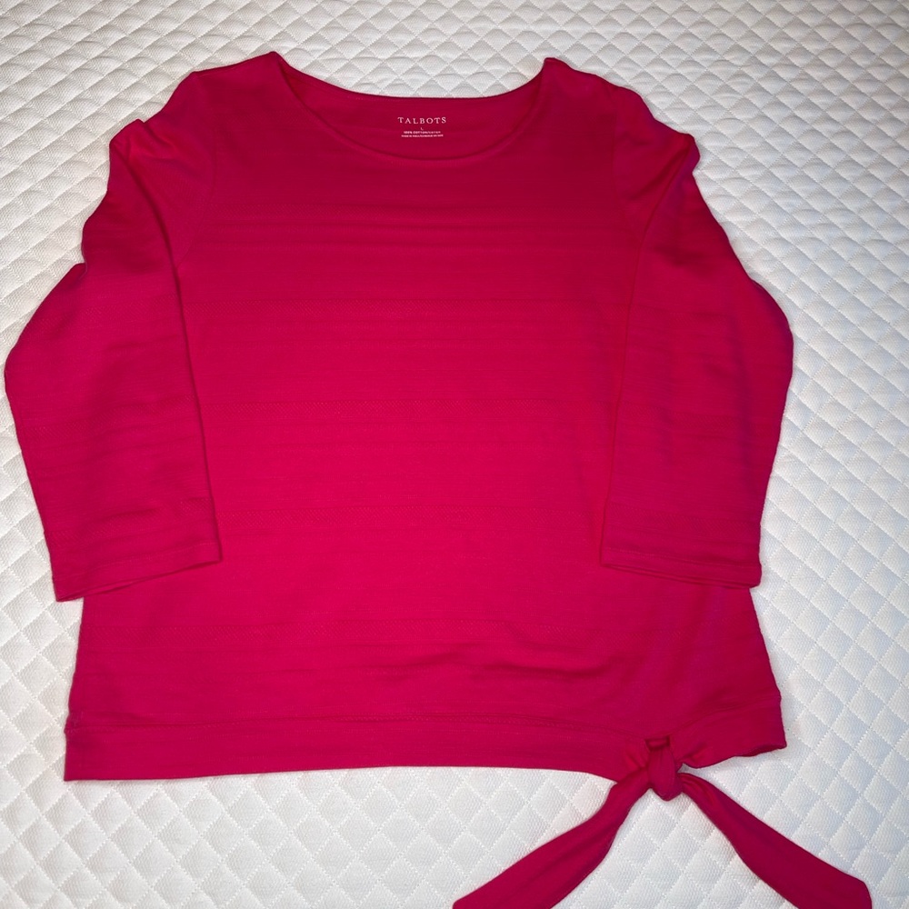 Talbots Cotton Scoop Neck Top with Side Tie
